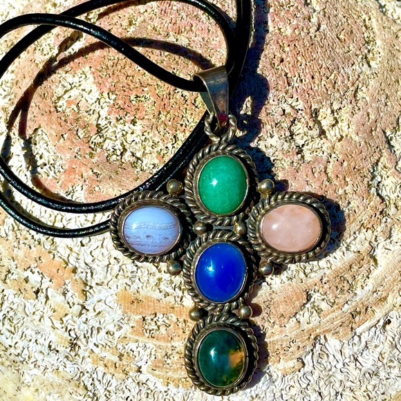 STONE CROSS NECKLACE - Picture 1 of 15